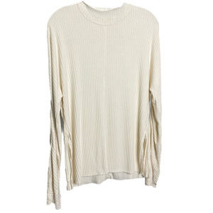 Cale Women Shirt Cream Knit Long Sleeve Pullover Crew Neck Raglan Lounge Wear XL